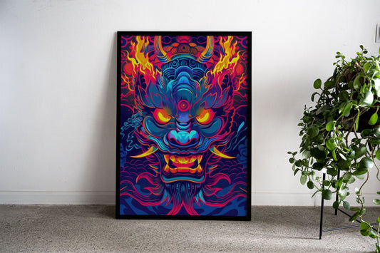 Neon Japanese Yokai Asian Style Poster | Wall Art for Home & Office | High-Quality Print - High-Quality Visual Display