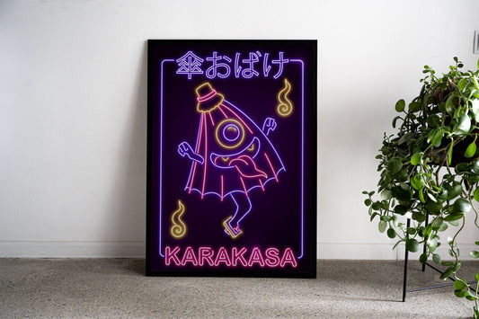 Neon Karakasa Yokai Asian Style Poster | Wall Art for Home & Office | High-Quality Print - High-Quality Visual Display