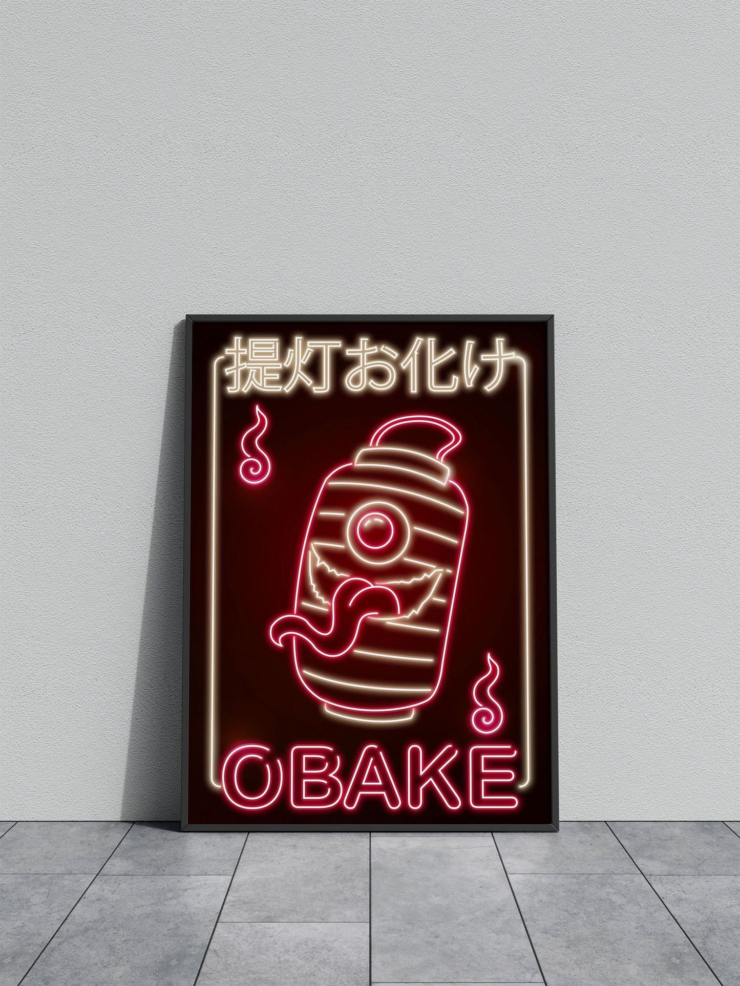 Neon Obake Red Yokai Asian Style Poster | Wa ll Art for Home & Office | High-Quality Print - High-Quality Visual Display