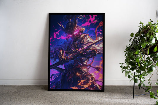 Neon Samurai Warrior Asian Style Poster | Wal l Art for Home & Office | High-Quality Print - High-Quality Visual Display