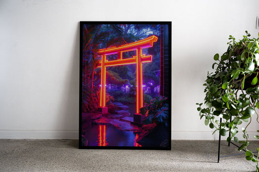 Neon Torii of Peace Asian Style Poster | Wall A rt for Home & Office | High-Quality Print - High-Quality Visual Display