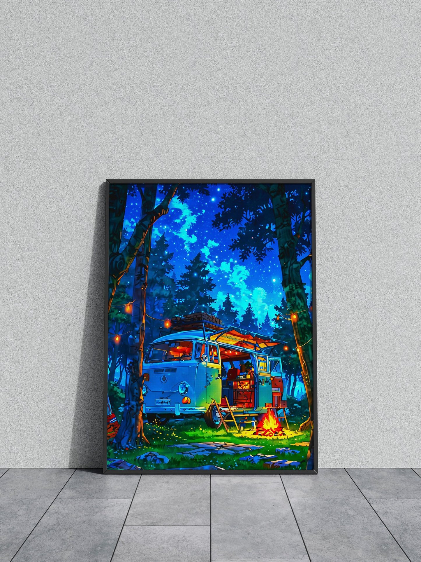 Night Camp Asian Style Poster | Wall Art for H ome & Office | High-Quality Print - High-Quality Visual Display