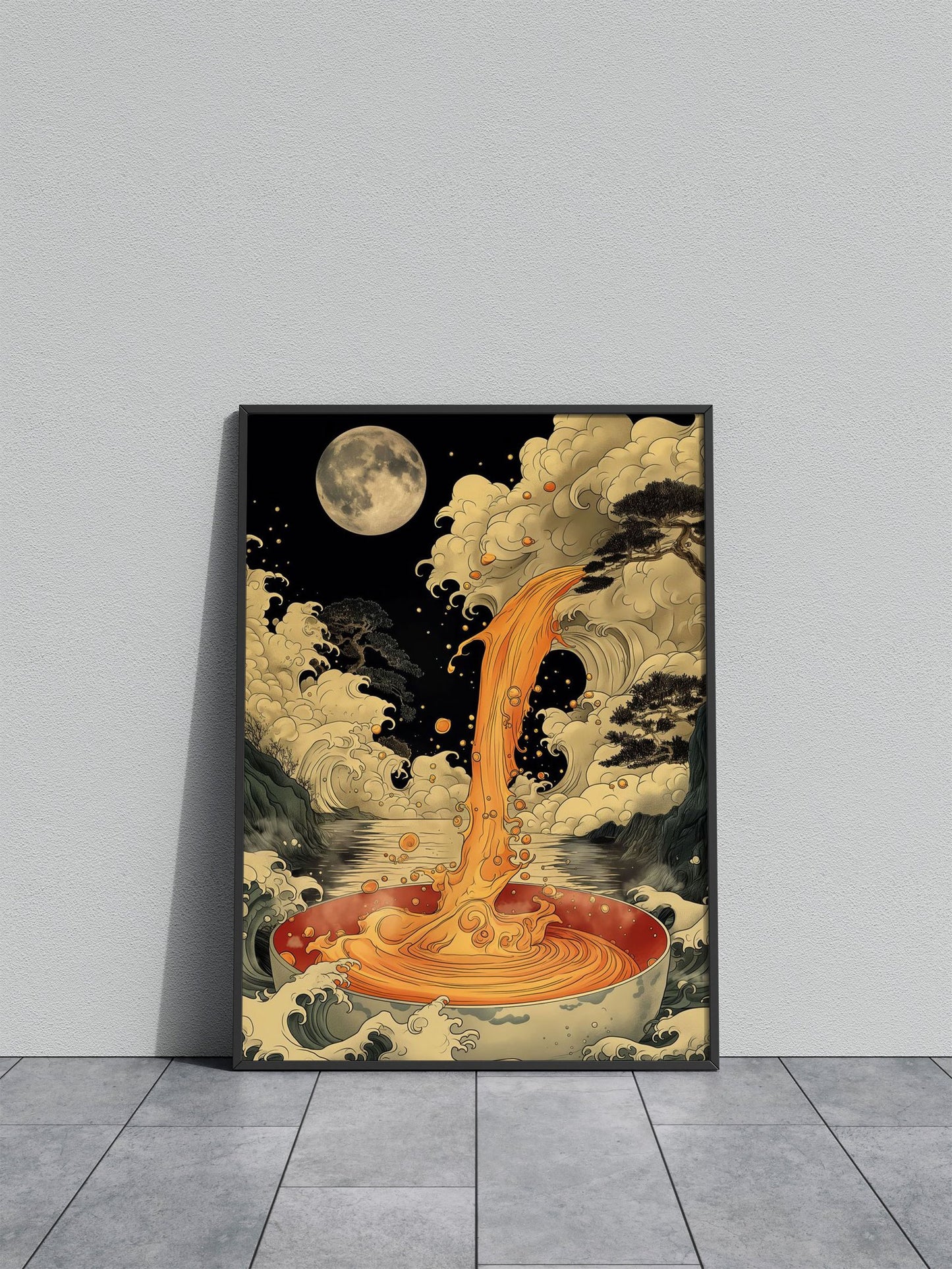 Night Moon Ramen Asian Style Poster | Wall A rt for Home & Office | High-Quality Print - High-Quality Visual Display