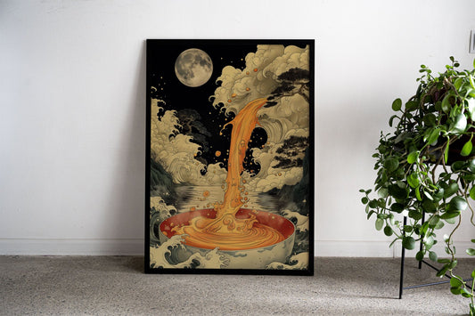 Night Moon Ramen Asian Style Poster | Wall A rt for Home & Office | High-Quality Print - High-Quality Visual Display