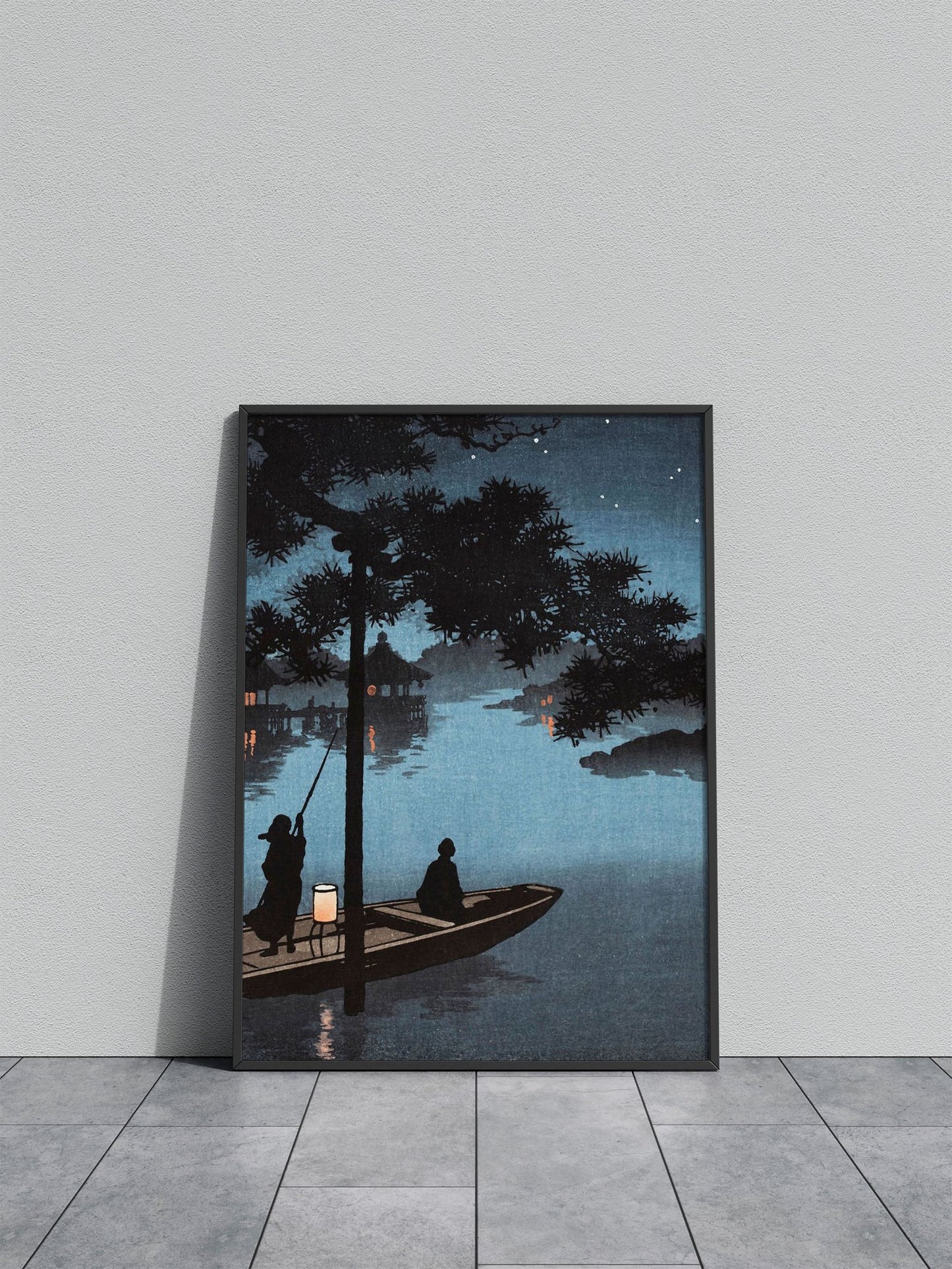 Night Sky at Lake Biwa Asian Style Poster | Wa ll Art for Home & Office | High-Quality Print - High-Quality Visual Display