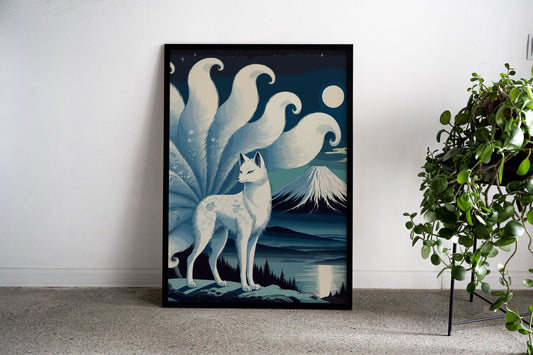 Nine Tailed Fox Spirit Asian Style Poster | Wall Art for Home & Office | High-Quality Print - High-Quality Premium Wall Art Decor Sticker
