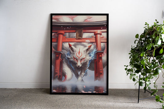 Nine Tailed Fox Vintage Asian Style Poster | W all Art for Home & Office | High-Quality Print - High-Quality Premium Wall Art Decor Sticker