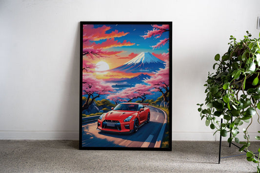 Nissan Skyline GTR R34 Asian Style Poster | W all Art for Home & Office | High-Quality Print - High-Quality Premium Wall Art Decor Sticker