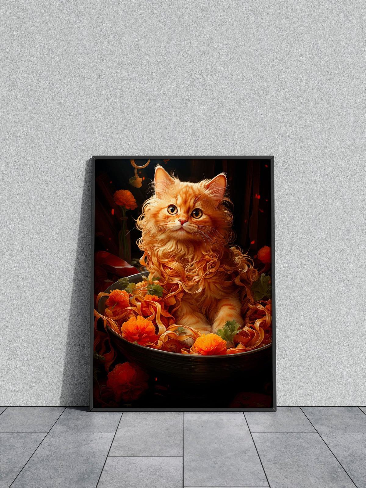 Noodle Nestled Purr Asian Style Poster | Wall Art for Home & Office | High-Quality Print - High-Quality Premium Wall Art Decor Sticker