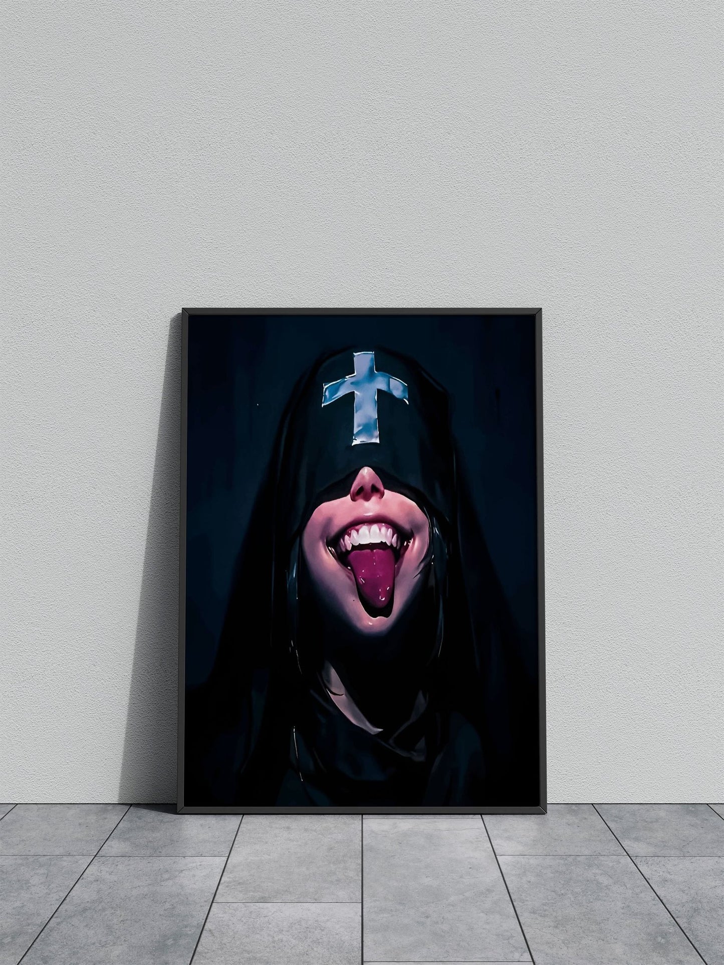 Nun with Cross Asian Style Poster | Wall Art fo r Home & Office | High-Quality Print