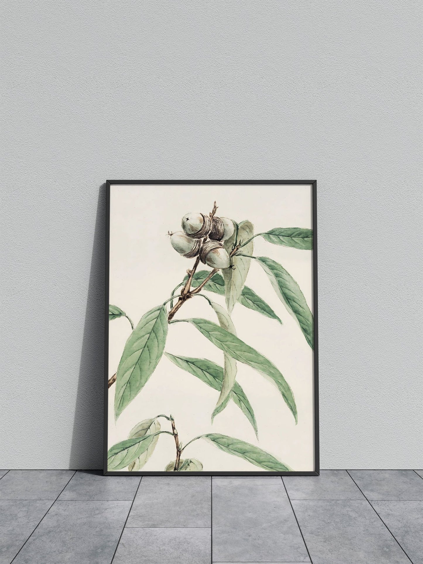 Oak Branch Watercolor Asian Style Poster | W all Art for Home & Office | High-Quality Print