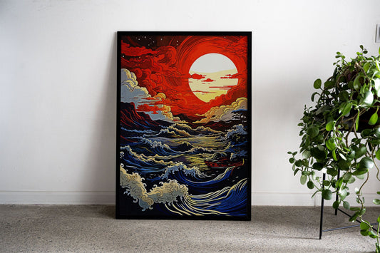 Ocean Vintage Asian Style Poster | Wall Art for Home & Office | High-Quality Print