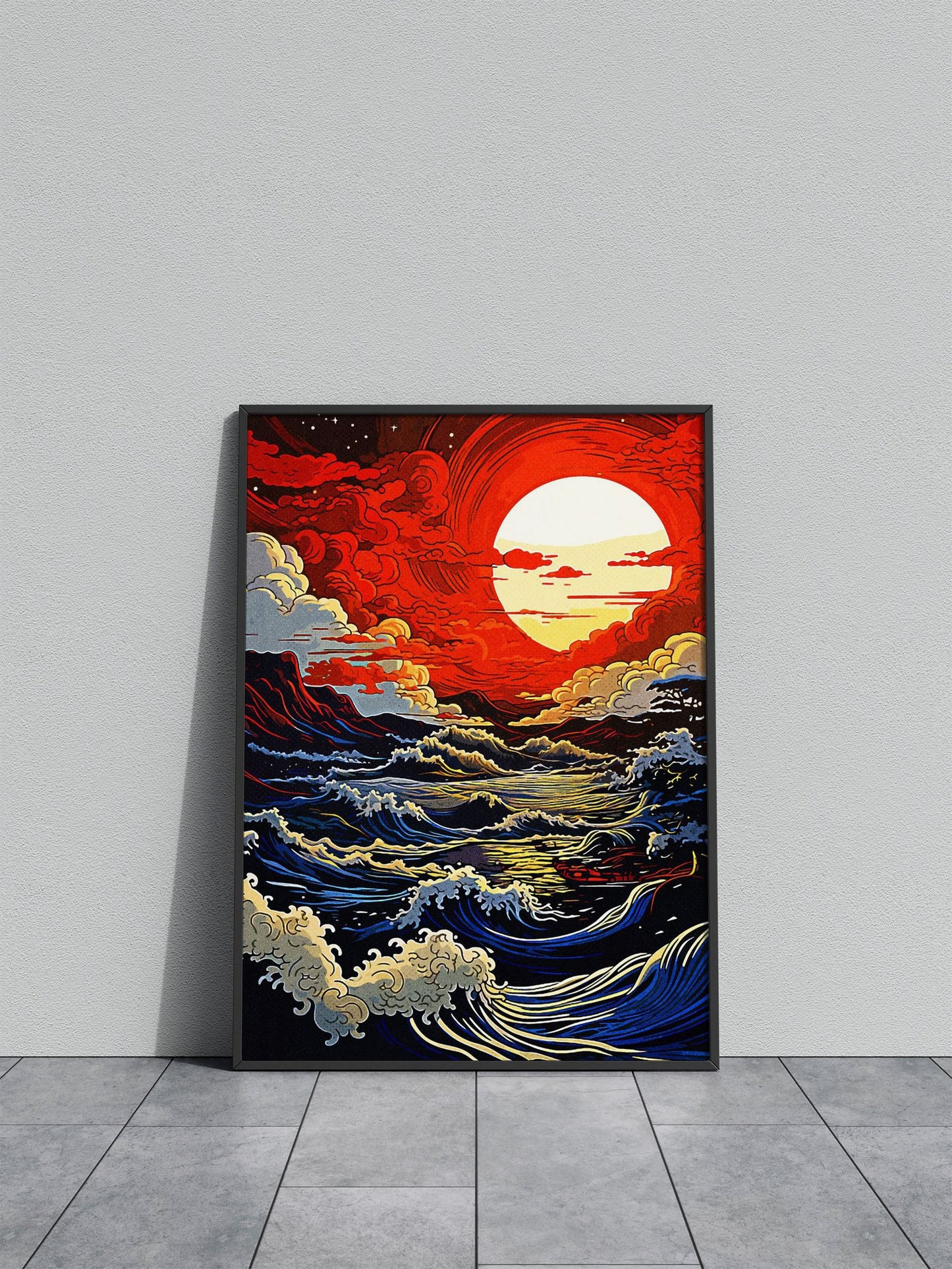 Ocean Vintage Asian Style Poster | Wall Art for Home & Office | High-Quality Print