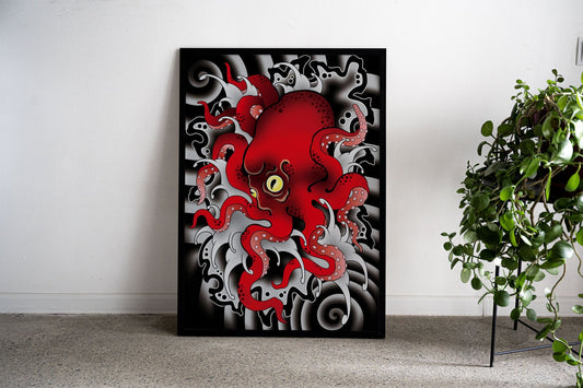 Octopus Japan Illustration Asian Style Poster | Wall Art for Home & Office | High-Quality Print