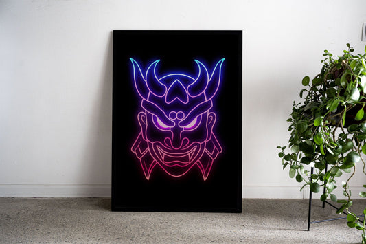 Oni Light Neon Japan Asian Style Poster | Wall Art for Home & Office | High-Quality Print