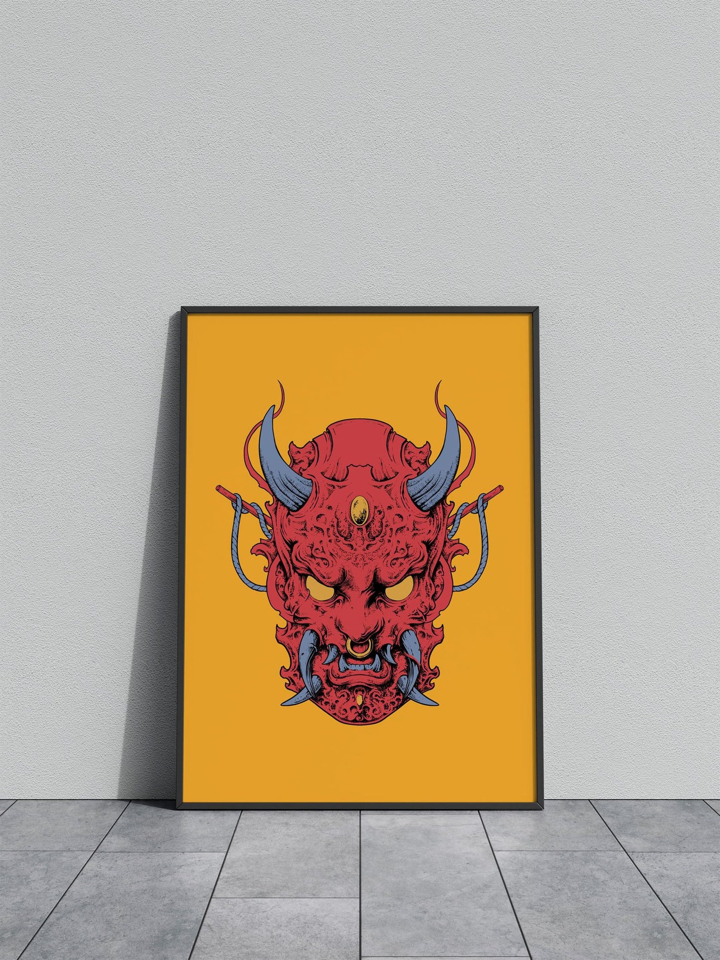 oni mask samurai sea Asian Style Poster | Wall Art for Home & Office | High-Quality Print