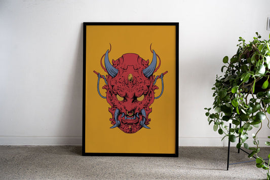 oni mask samurai sea Asian Style Poster | Wall Art for Home & Office | High-Quality Print