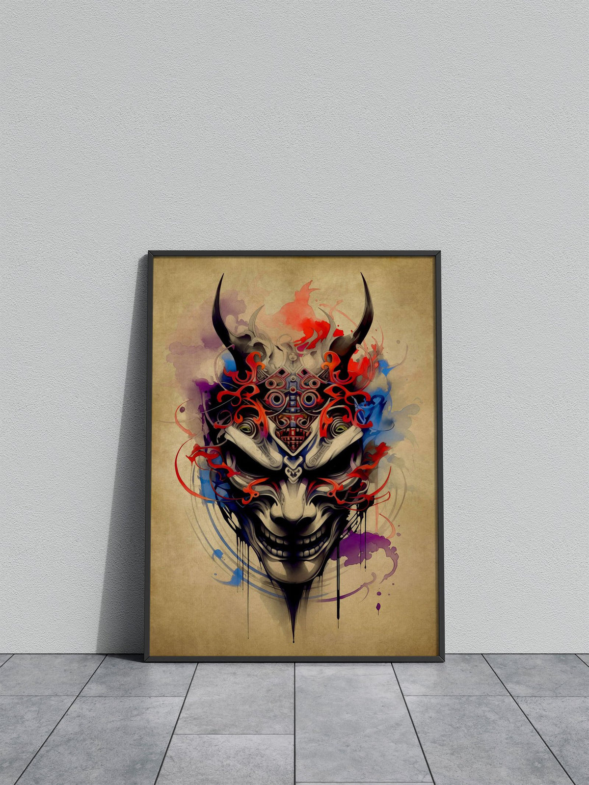 Oni Samurai No19 Asian Style Poster | Wall Art for Home & Office | High-Quality Print - High-Quality Premium Wall Art Decor Sticker