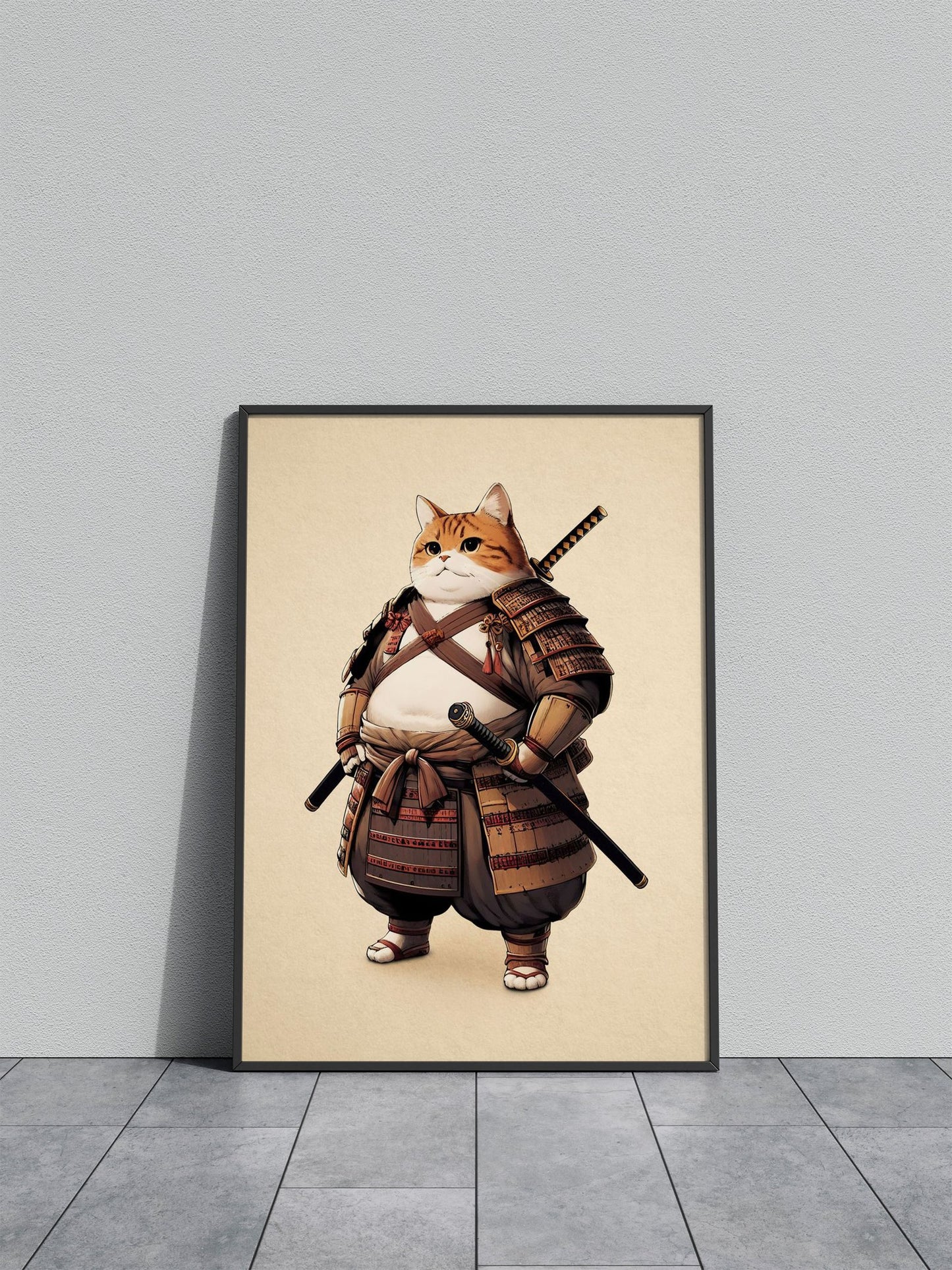 Orange Cat Samurai Asian Style Poster | Wall A rt for Home & Office | High-Quality Print