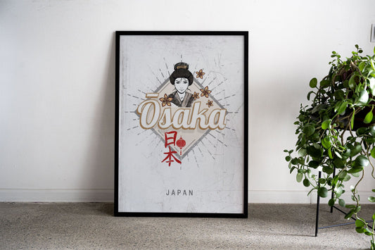 Osaka City Japan Design Asian Style Poster | Wall Art for Home & Office | High-Quality Print - High-Quality Premium Wall Art Decor Sticker