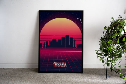 Osaka skyline Asian Style Poster | Wall Art for Home & Office | High-Quality Print - High-Quality Premium Wall Art Decor Sticker