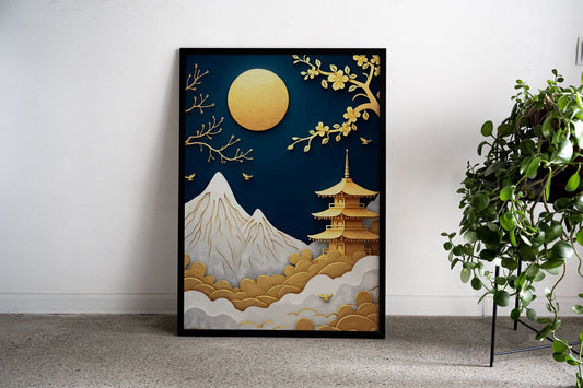 Pagoda Landscape Asian Style Poster | Wall A rt for Home & Office | High-Quality Print