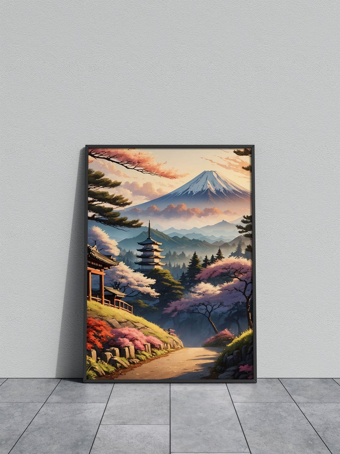 Pagoda in Spring Sakura Asian Style Poster | W all Art for Home & Office | High-Quality Print