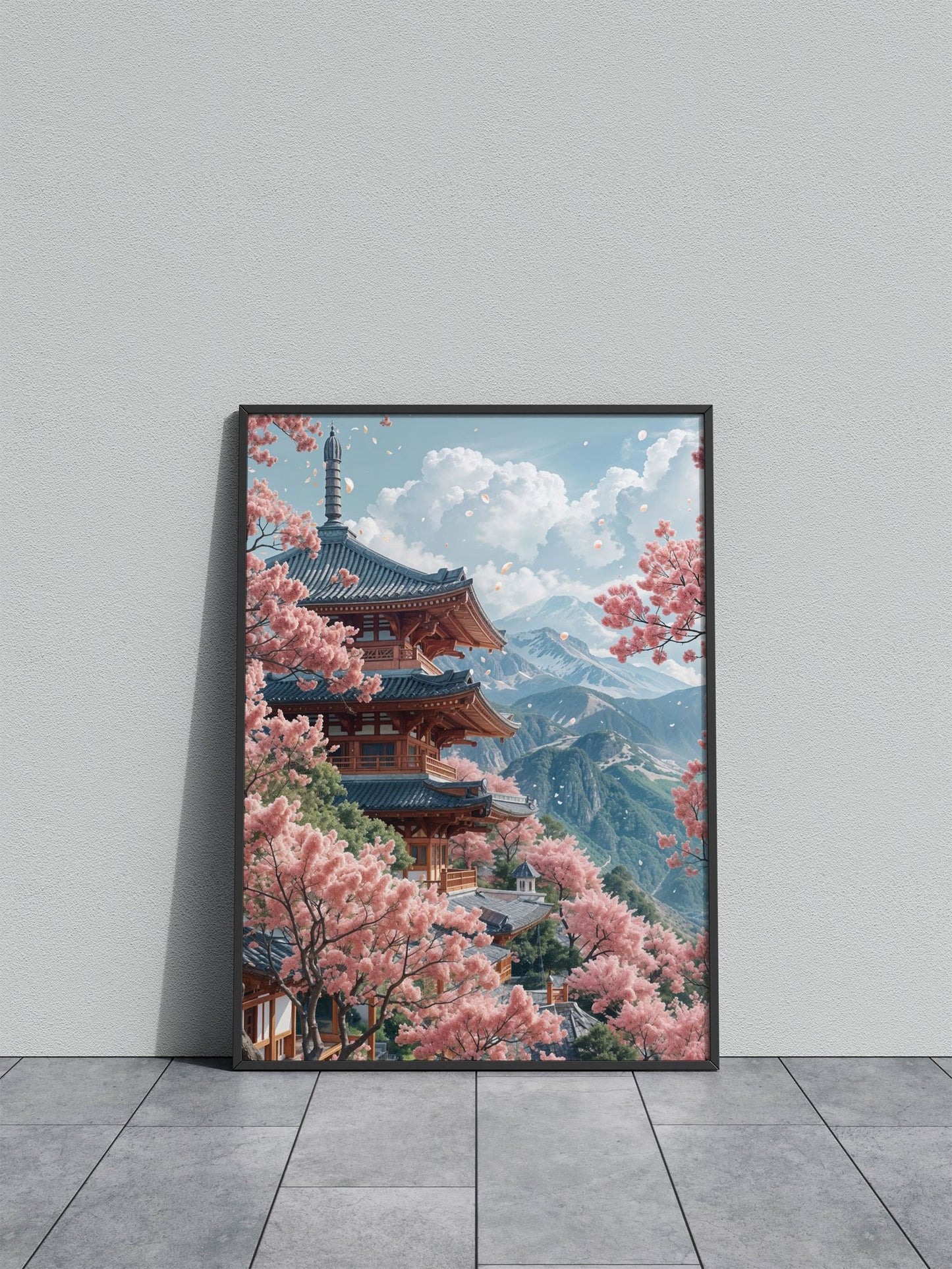 Pagoda in Spring Asian Style Poster | Wall Art for Home & Office | High-Quality Print