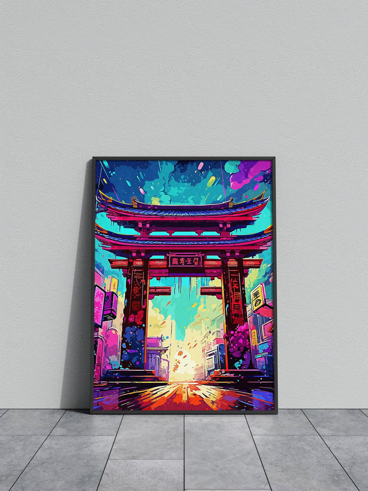Painting Colorful Gate Asian Style Poster | Wal l Art for Home & Office | High-Quality Print - High-Quality Premium Wall Art Decor Sticker