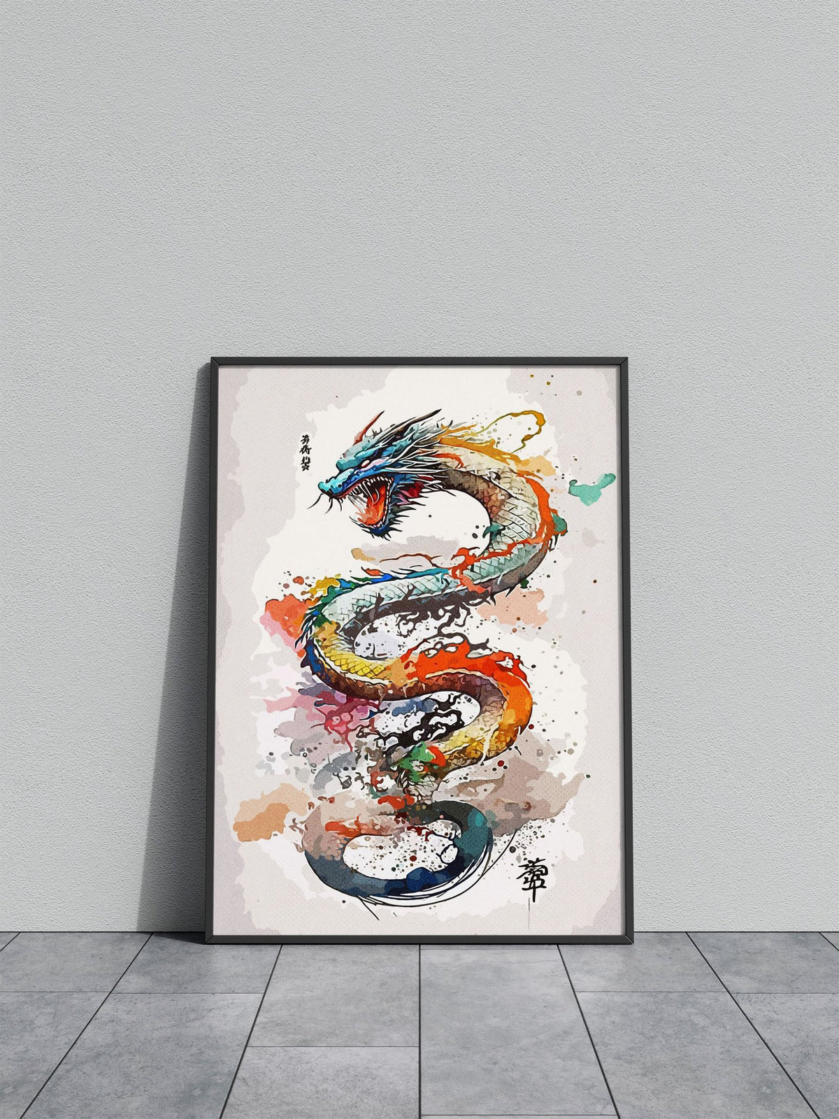 Painting Dragon Asian Style Poster | Wall Art f or Home & Office | High-Quality Print - High-Quality Premium Wall Art Decor Sticker