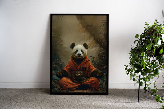 Panda Monk Mystic Meditate Asian Style Post er | Wall Art for Home & Office | High-Quality Print
