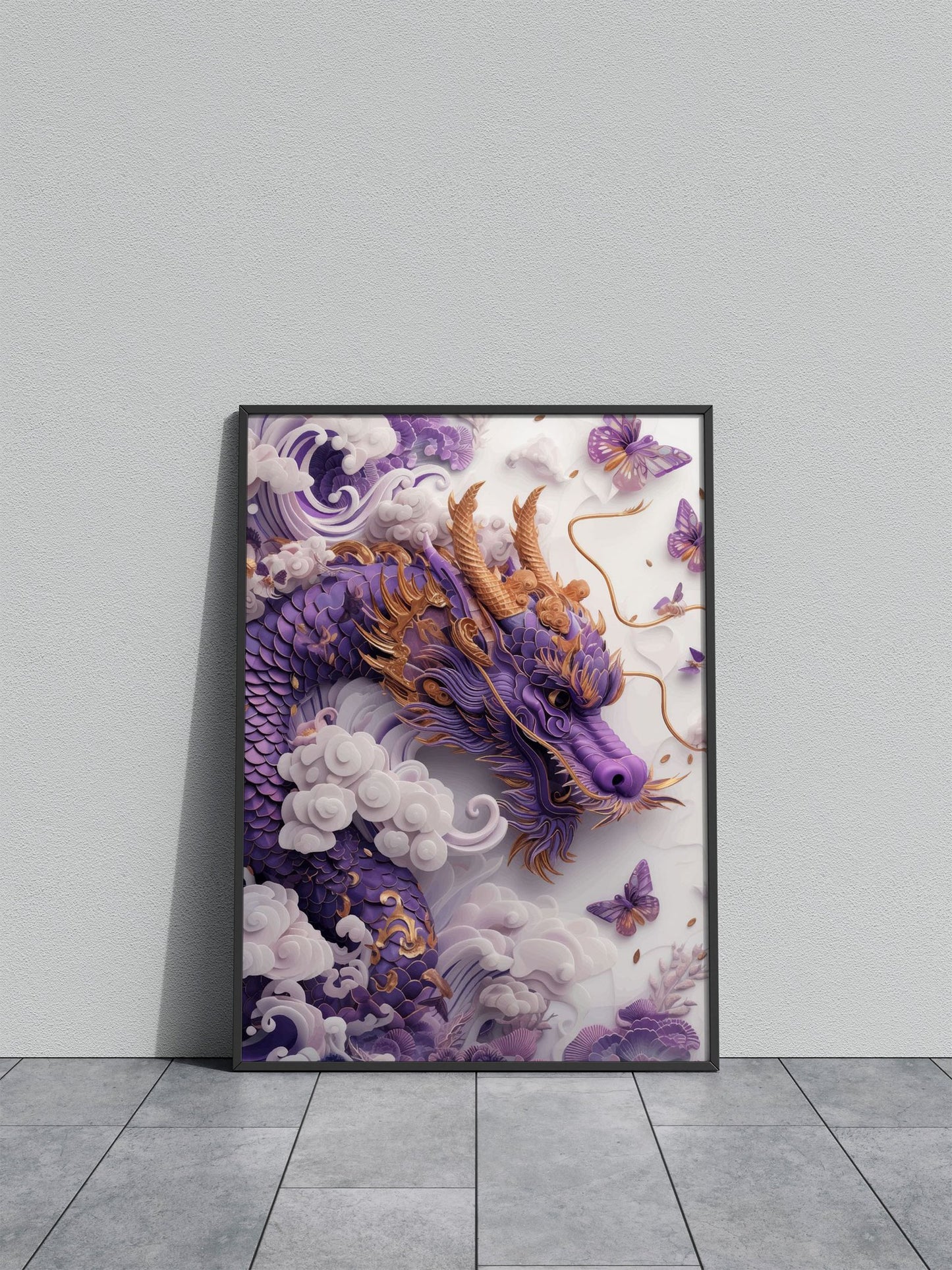 Paper Art majestic dragon Asian Style Poster | Wall Art for Home & Office | High-Quality Print