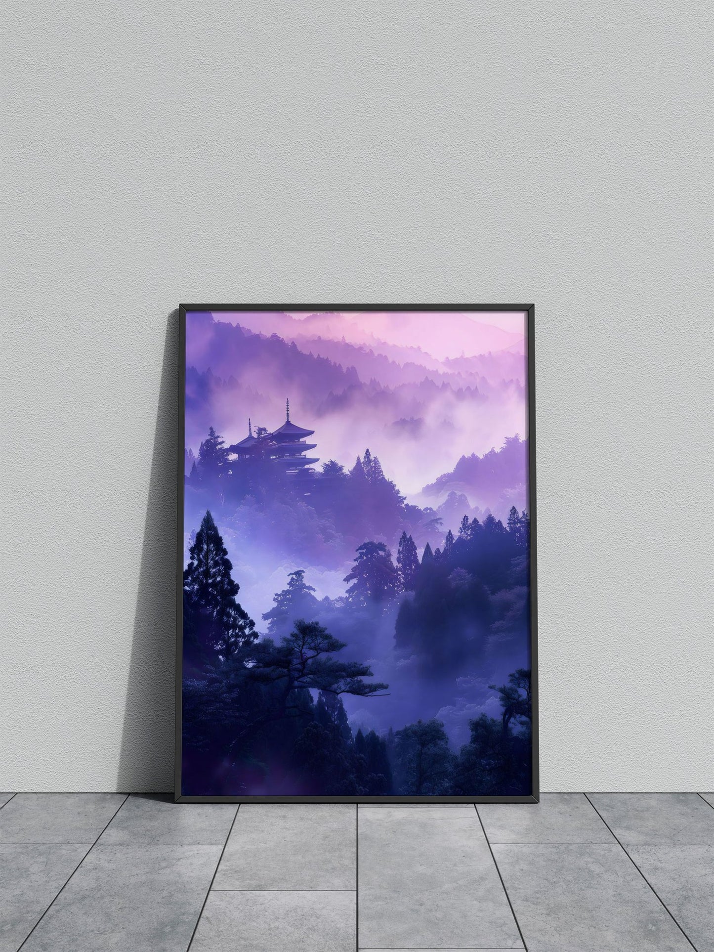 Peaceful Purple Temple Asian Style Poster | W all Art for Home & Office | High-Quality Print