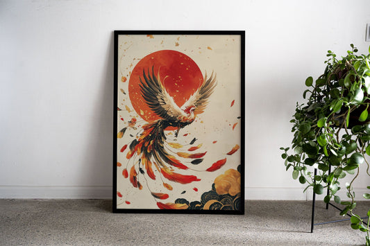 Phoenix Rising Asian Style Poster | Wall Art for Home & Office | High-Quality Print