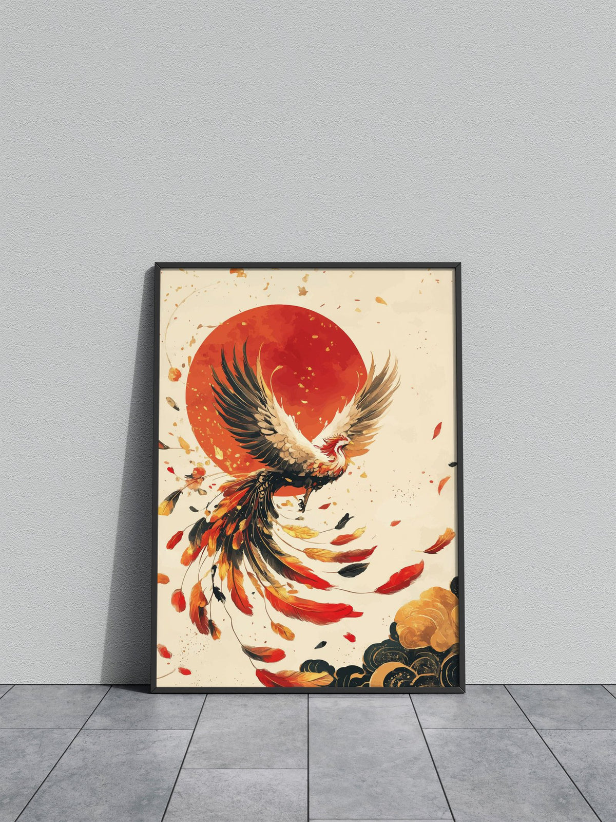 Phoenix Rising Asian Style Poster | Wall Art for Home & Office | High-Quality Print - High-Quality Premium Wall Art Decor Sticker
