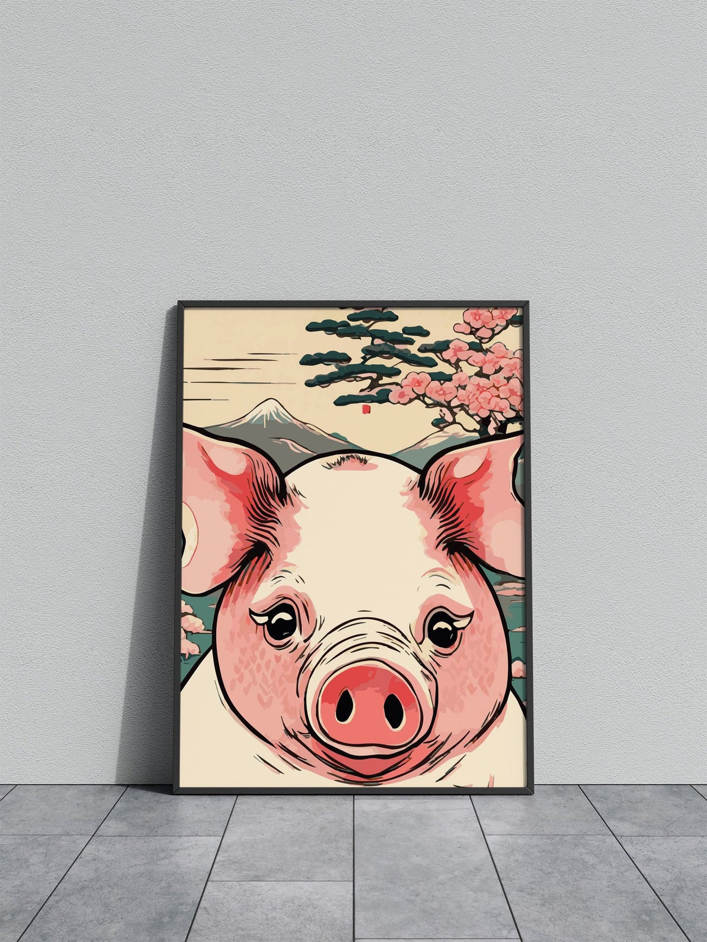 Pig Japanese Chinese 1 Asian Style Poster | W all Art for Home & Office | High-Quality Print