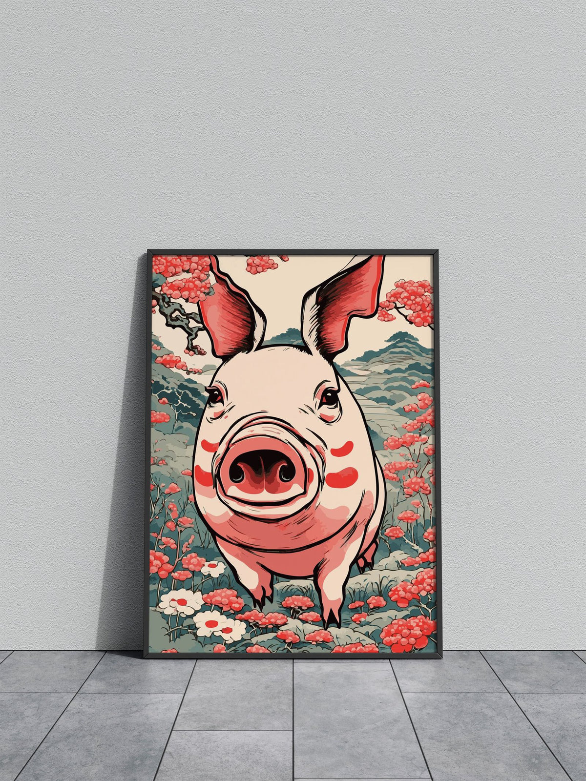 Pig Japanese Chinese 7 Asian Style Poster | W all Art for Home & Office | High-Quality Print - High-Quality Premium Wall Art Decor Sticker