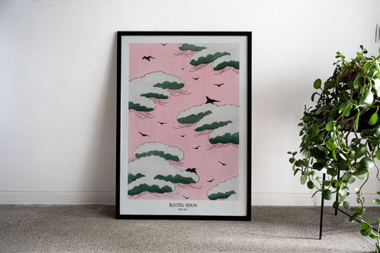 Pink sky illustration Asian Style Poster | Wall A rt for Home & Office | High-Quality Print
