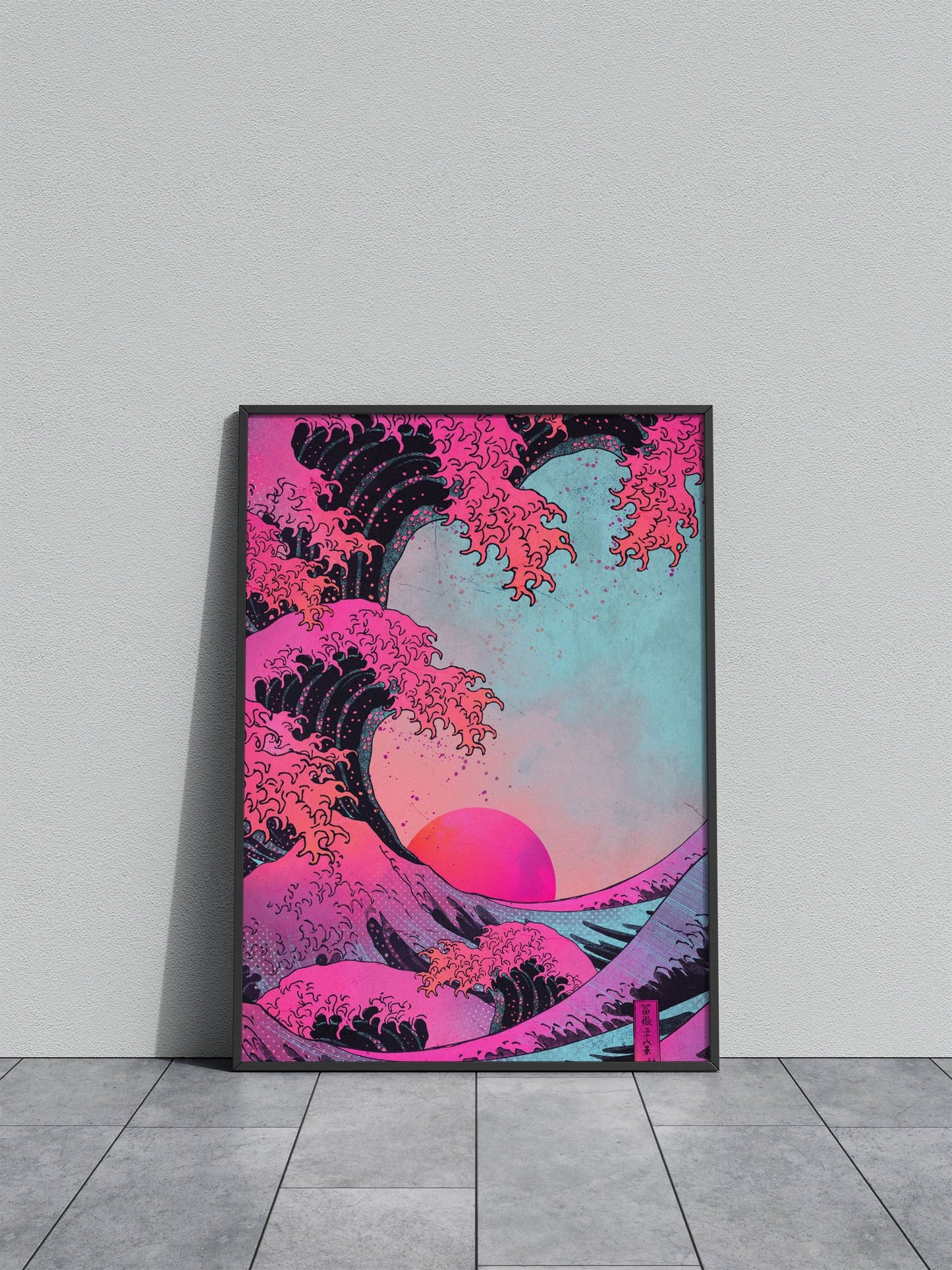 Pink Wave Sunset Asian Style Poster | Wall Art for Home & Office | High-Quality Print