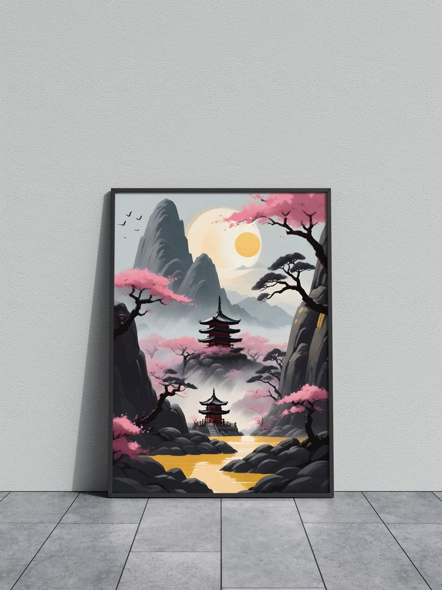 Pink cherry blossoms Asian Style Poster | Wall Art for Home & Office | High-Quality Print