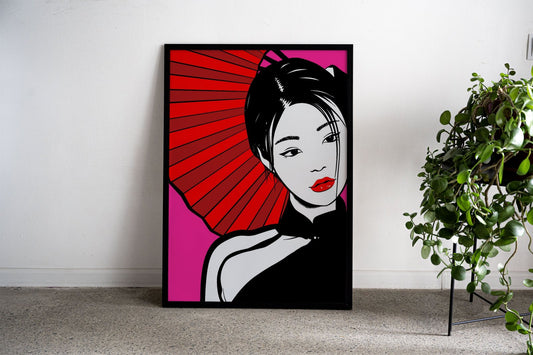 Pink japanese girl Asian Style Poster | Wall Art for Home & Office | High-Quality Print