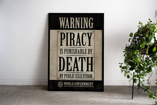 Piracy is Punishable Asian Style Poster | Wall A rt for Home & Office | High-Quality Print