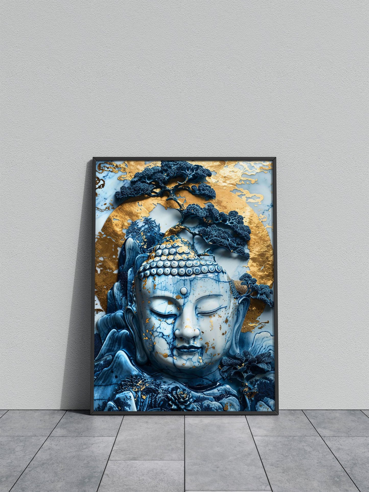 Porcelain Buddha Reclaimed Asian Style Poste r | Wall Art for Home & Office | High-Quality Print