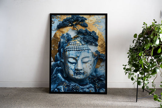 Porcelain Buddha Reclaimed Asian Style Poste r | Wall Art for Home & Office | High-Quality Print