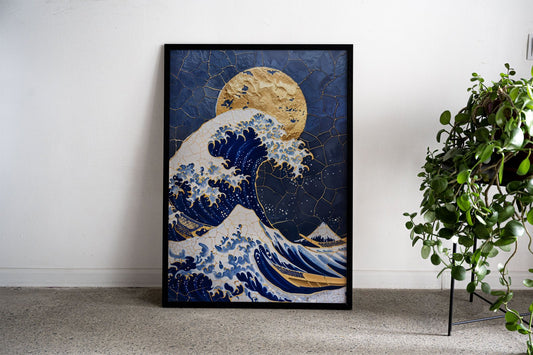 Porcelain Great Wave Kintsugi Art Asian Style Poster | Wall Art for Home & Office | High-Quality Print