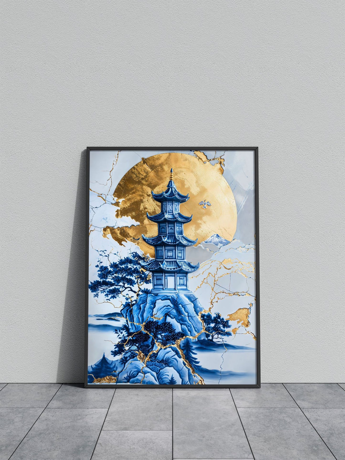 Porcelain Peak Palace Asian Style Poster | Wal l Art for Home & Office | High-Quality Print