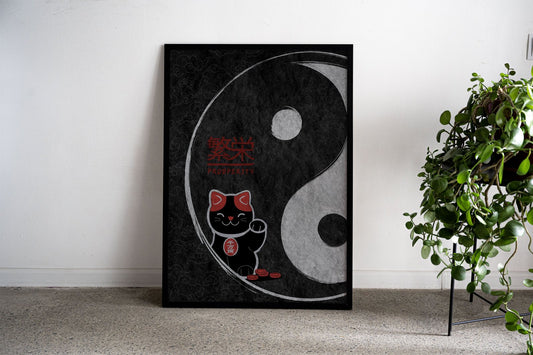 Proserity Cat Asian Style Poster | Wall Art for Home & Office | High-Quality Print