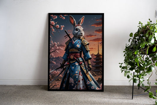 Rabbit Samurai Geisha Asian Style Poster | Wa ll Art for Home & Office | High-Quality Print