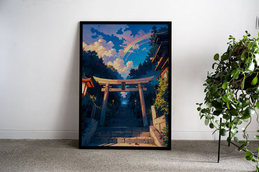 Rainbow Torii Asian Style Poster | Wall Art for Home & Office | High-Quality Print