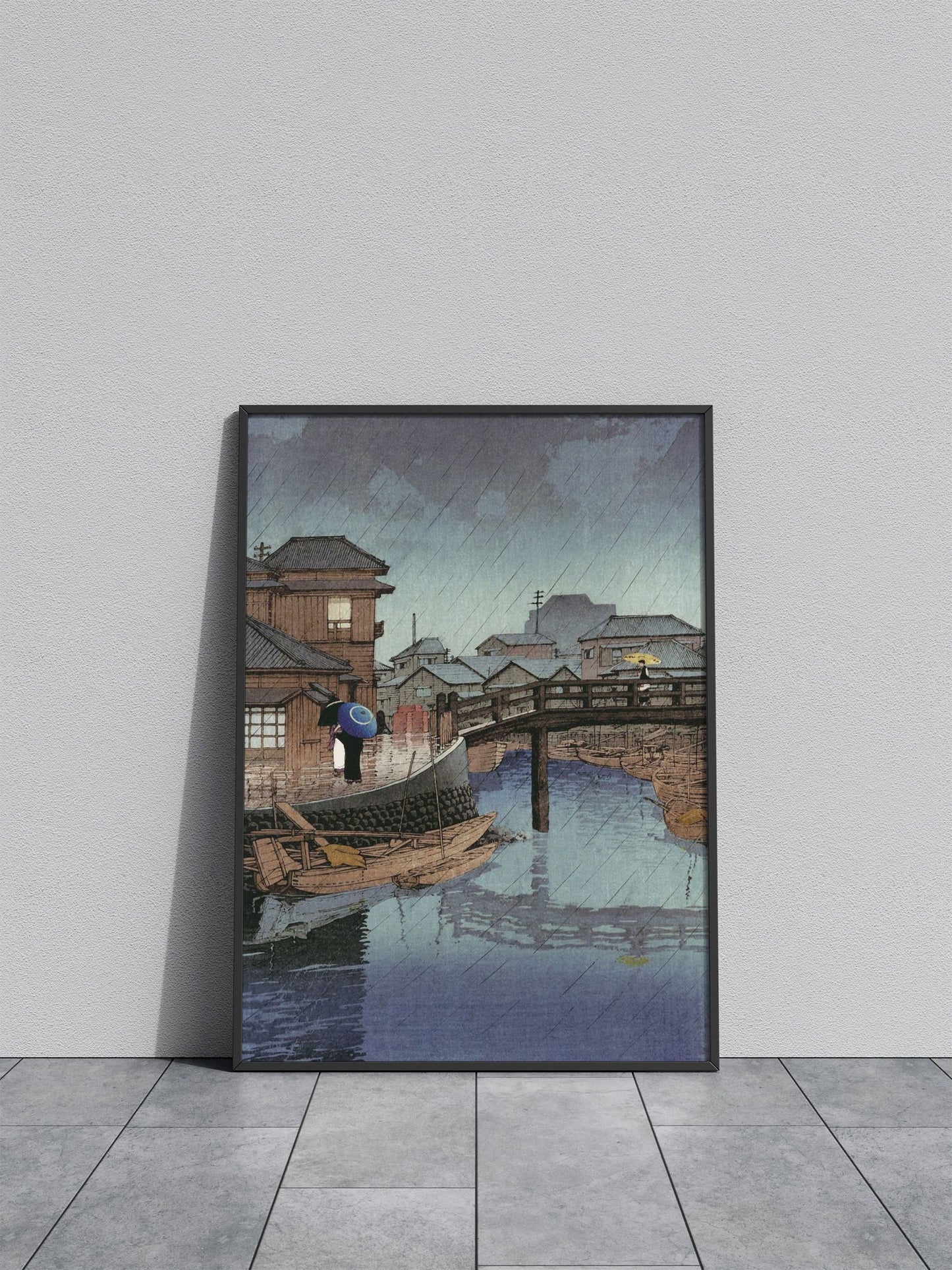 Rainy Day in Shinagawa Asian Style Poster | W all Art for Home & Office | High-Quality Print